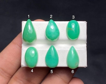 Cabochon di crisoprasio verde naturale, gemma verde sfusa per la creazione di gioielli (Lotto 1)