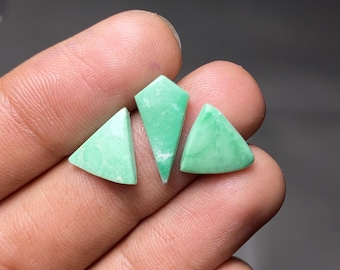 Natural American Variscite Cabochon,  3 Pieces Green Gemstone For Jewelry Making. (17x8x3 / 12x2/ 11x2mm) 5 Carats Both