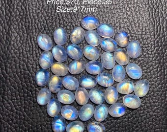 Natural Multi Rainbow Moonstone Cabochon Lot, Rainbow Moonstone Cabochon For Jewelry Making,Moonstone Cabochon Lot, CT78, 7*9mm, Code CAB007