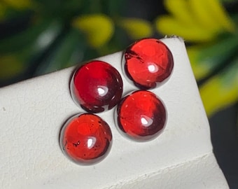Cabochon met natuurlijke Mozambikaanse granaat, 4 stuks – 6 mm | 6,60 CTS rode edelstenen, rode granaat sieradenset voor het maken van sieraden