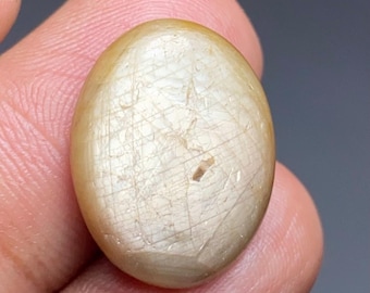 Natürlicher gelber Saphir Cabochon mit Blitz Edelstein, gelber Saphir für die Schmuckherstellung, Saphir Cabochon, CT21, 20 * 16 * 5 mm, 8152