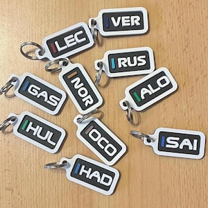 F1 3D printed key fob with initials