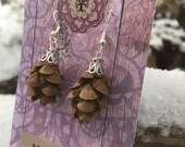 Sterling silver Hemlock Pine Cone Earrings