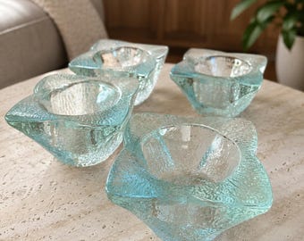 Portavelas de cristal vintage Indiana Glass Lite Ice - Juego de 4