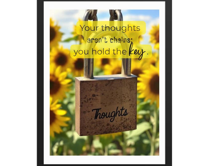 Sunflower & Lock Framed Poster | Inspirational Mental Health Art
