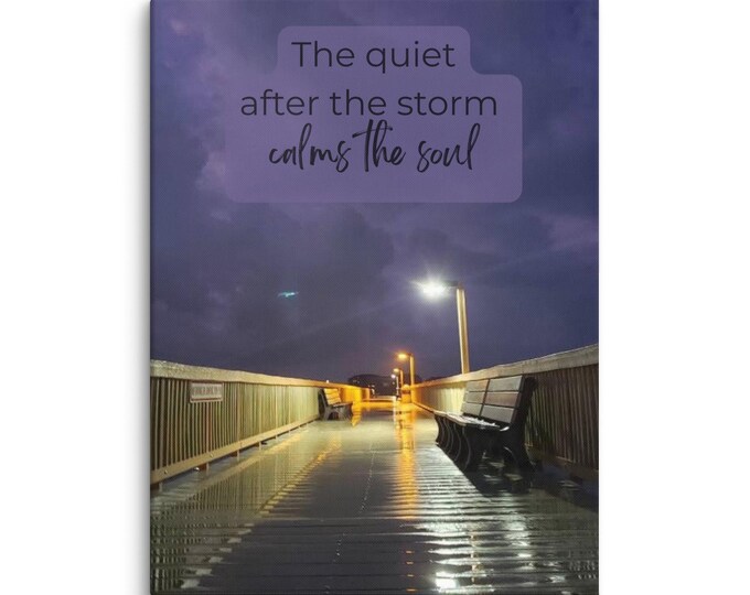 The Quiet After the Storm Printed Canvas | Moody Pier Photography Print | Reflective Wall Art | Calm After Chaos Decor | 18x24 12x18