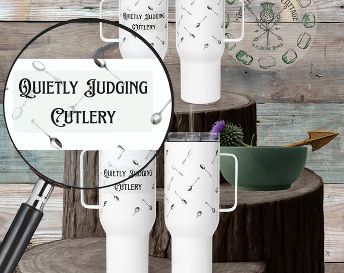 Quietly Judging Cutlery Travel Tumbler • Funny Neurodivergent Mug • Autism Humor • AuDHD ASD Stanley-Style Mug