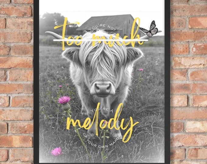 Highland Cow Framed Poster | Inspirational Mental Health Wall Art