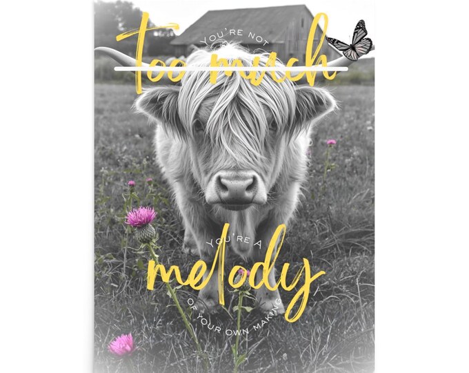 Highland Cow Print | Inspirational Monochrome Wall Art