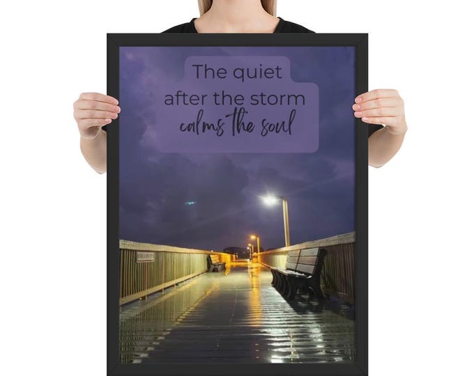 The Quiet After the Storm FRAMED Poster | Moody Pier Photography Print | Reflective Wall Art | Calm After Chaos Decor | 18x24 12x18 24x36
