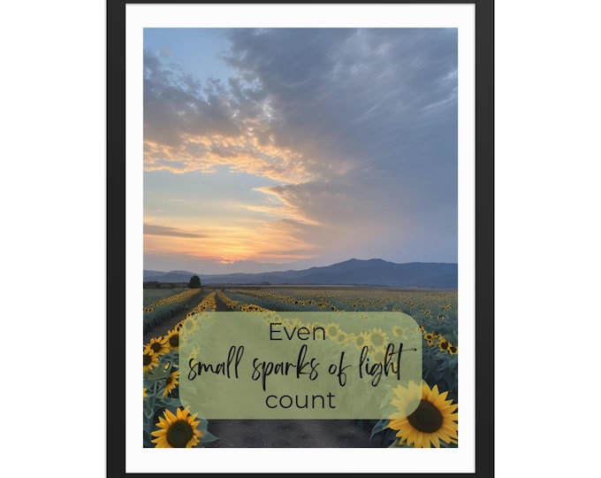 Sunflower Field Sunrise Framed Poster | Inspirational Wall Art