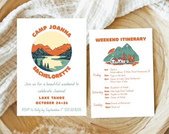 Camp Bachelorette Weekend Invitation & Itinerary | Last Trail Before The Veil | Campout Girl’s Trip | Minimalist Bachelorette | Outdoor