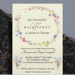 Wildflower Baby Shower Invitation | Baby in Bloom Baby Shower Invite | Editable Canva Template | Instant Download | Baby Shower Invite