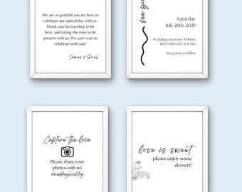 Wedding sign bundle | Minimalistic wedding signs | Editable template | Instant download | Modern wedding signs | Printable | Customizable