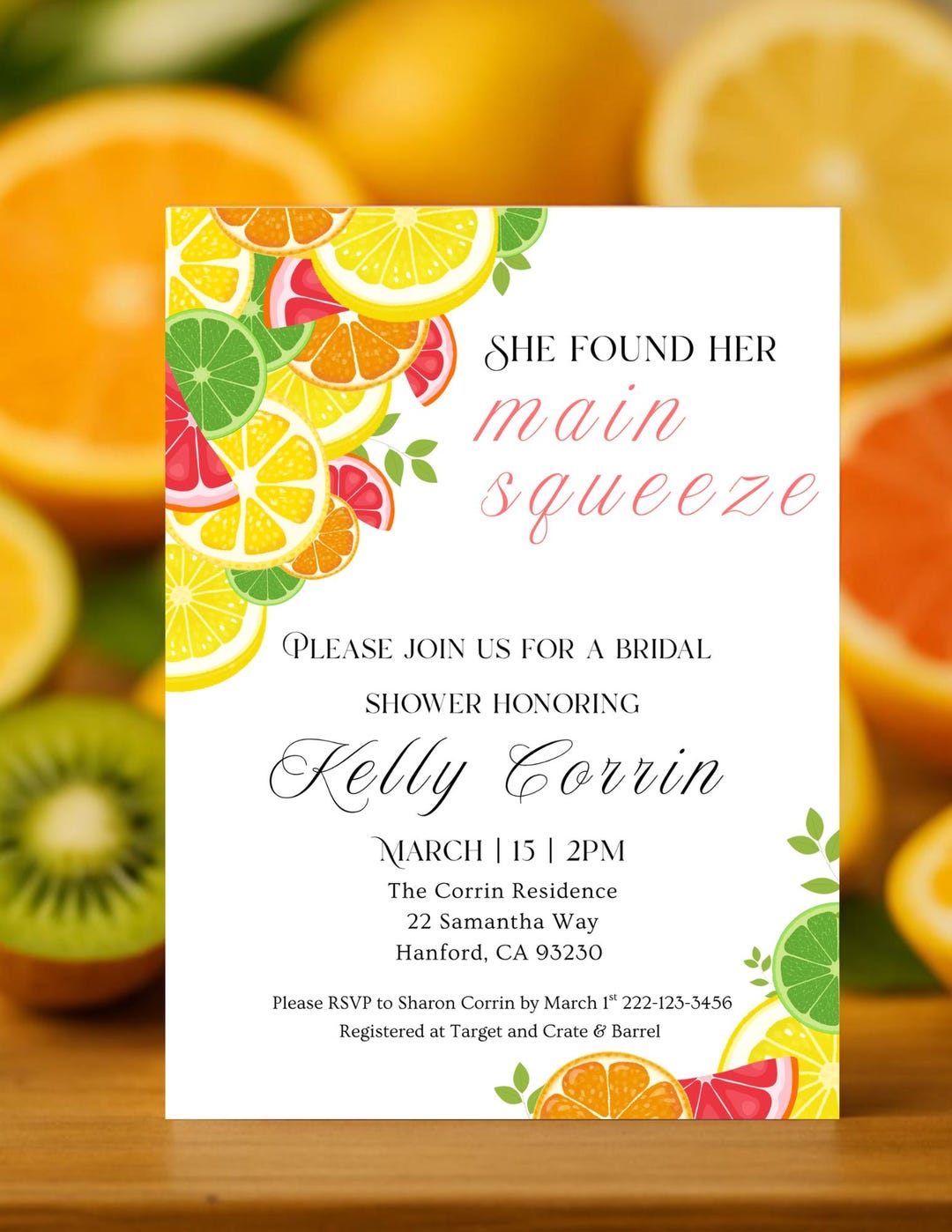 She Found Her Main Squeeze Bridal Shower Invitation | Editable Canva ...