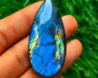 Natural Blue Flash Labradorite Teardrop Cabochon • Polished Labradorite Gemstone • Jewelry Making Stone • Healing Crystal !!!