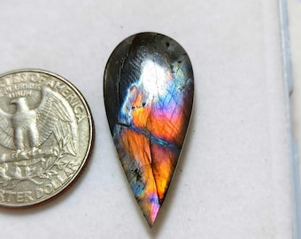 AAA Natürlicher Birne Labradorit Cabochon: Hand polierter Lila und Gold Edelstein für die Schmuckherstellung