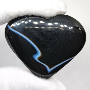 Heart Plume Agate Cabochon: Polished Gemstone for Jewelry (42x40x8 MM)