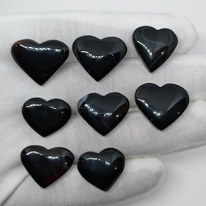 Heart Shape Plume Agate Cabochons: Hand Polished Gemstones, 8 Pcs