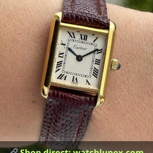 Cartier Tank Vermeil Manual Watch | Vintage Lady’s Swiss Made | Gold-Plated Stainless Steel | 24mm Case | New Leather Strap