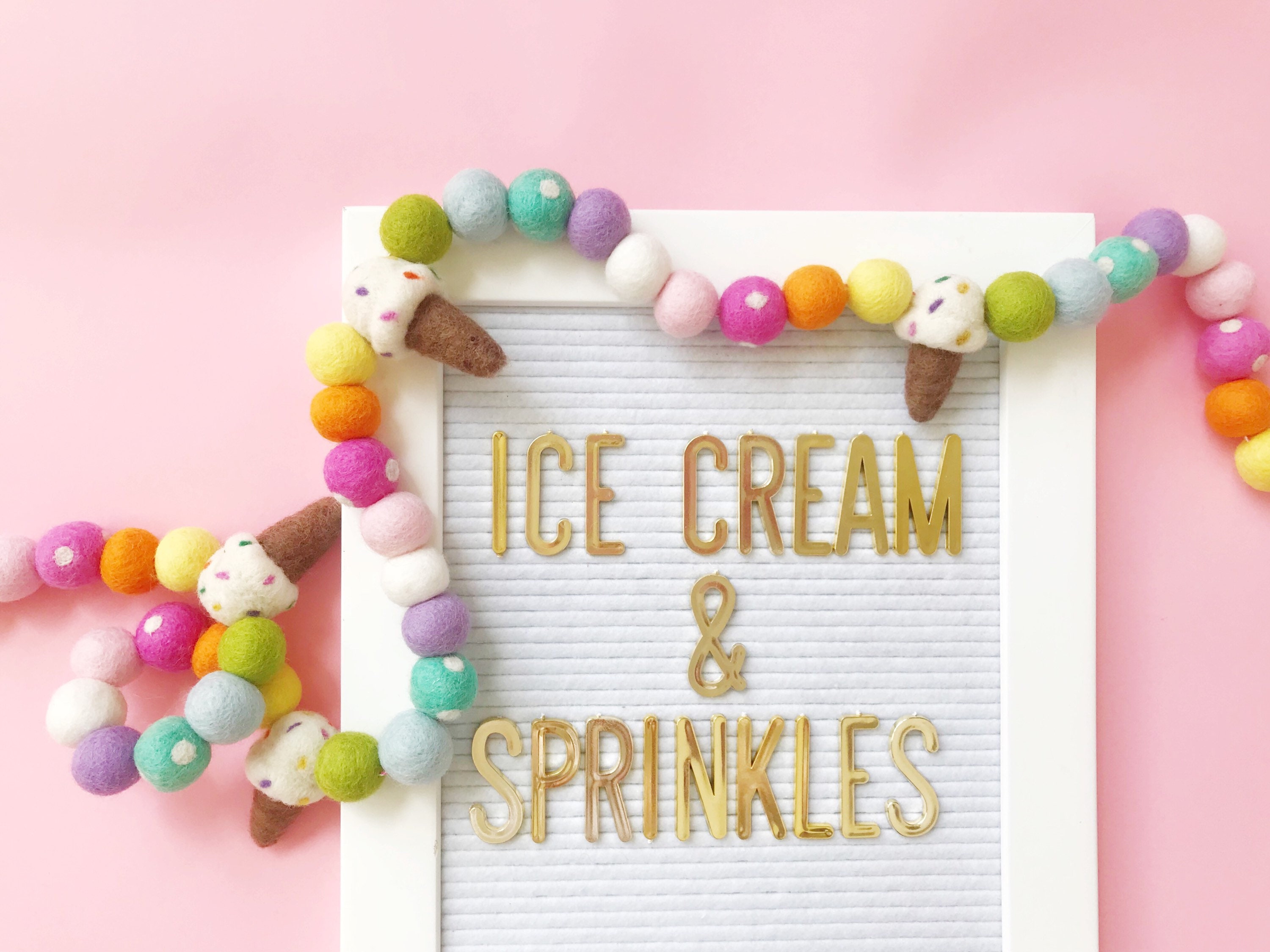 Ice Cream & Sprinkles Felt Ball Garland, Banner, Bunting - Birthday, …