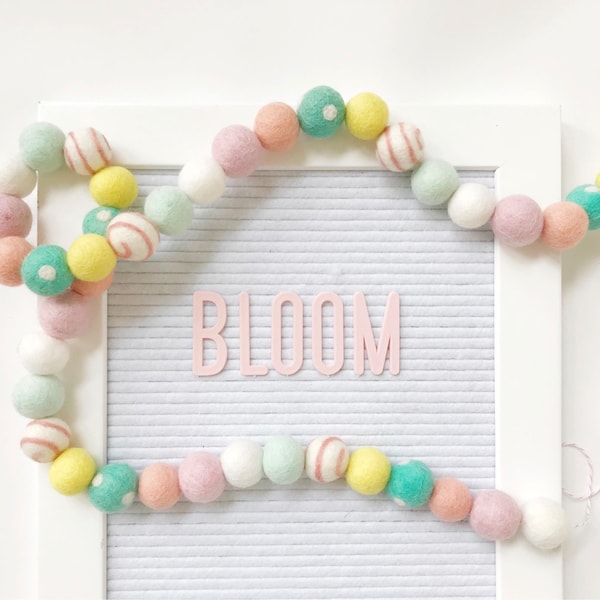 Bloom Felt Ball Garland, Bunting, Banner - Spring, Easter