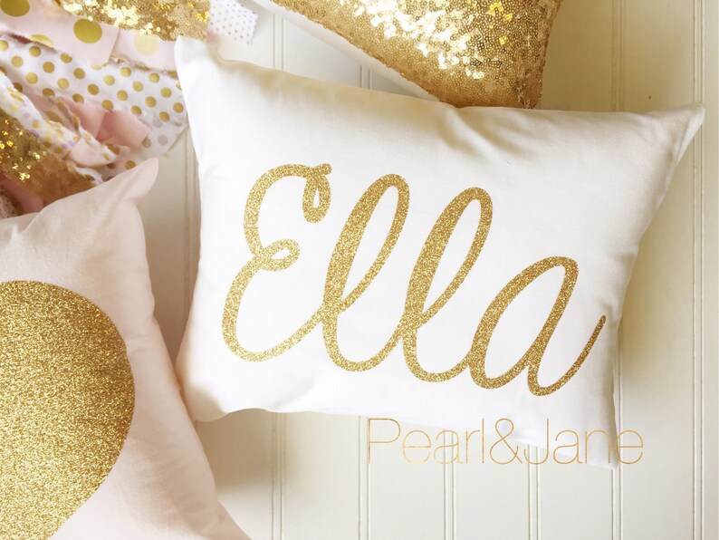 Customizable Throw Pillow Cover With Gold Or Silver Glitter Etsy