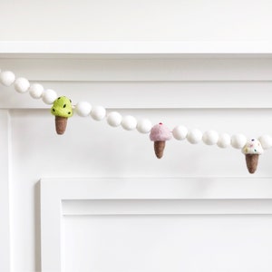 Cherry On Top - Ice Cream Felt Ball Garland, Banner, Bunting - Birthday, Party, Celebrate