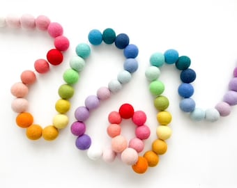 Jumbo Rainbow Felt Ball Garland, Bunting, Banner - 2 Length Options