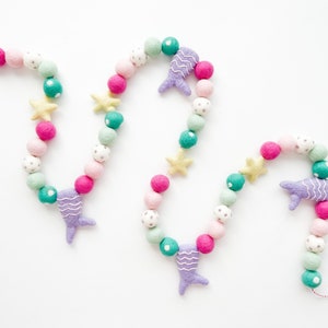 Colorful Mermaid Tail Felt Ball Garland, Bunting, Banner