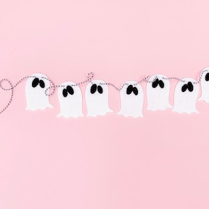 Mini Ghost Felt Garland - Banner, Bunting - Halloween, Fall, Decor