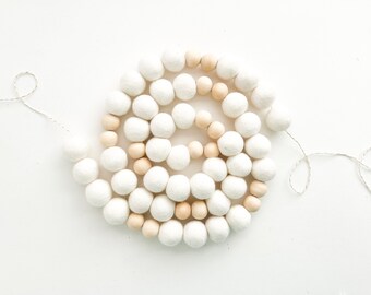 Simply Beaded Felt Ball Garland with Wooden Beads