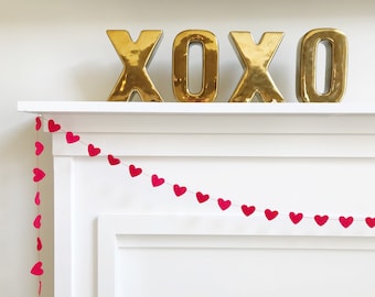 Mini Felt Heart Banner, Garland - Red or Light Pink - Valentine's, Anniversary, Love