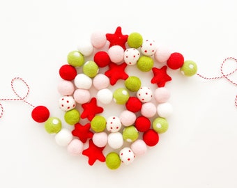 Christmas Star Felt Ball Garland - Bunting, Banner