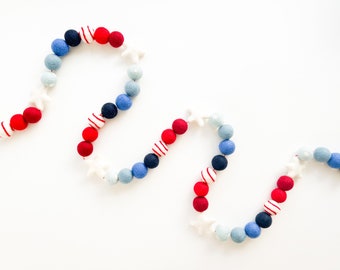 Shakira Patterson Patriotic Collab 2023 - "Home of the Brave" Felt Ball Garland, Bunting, Banner