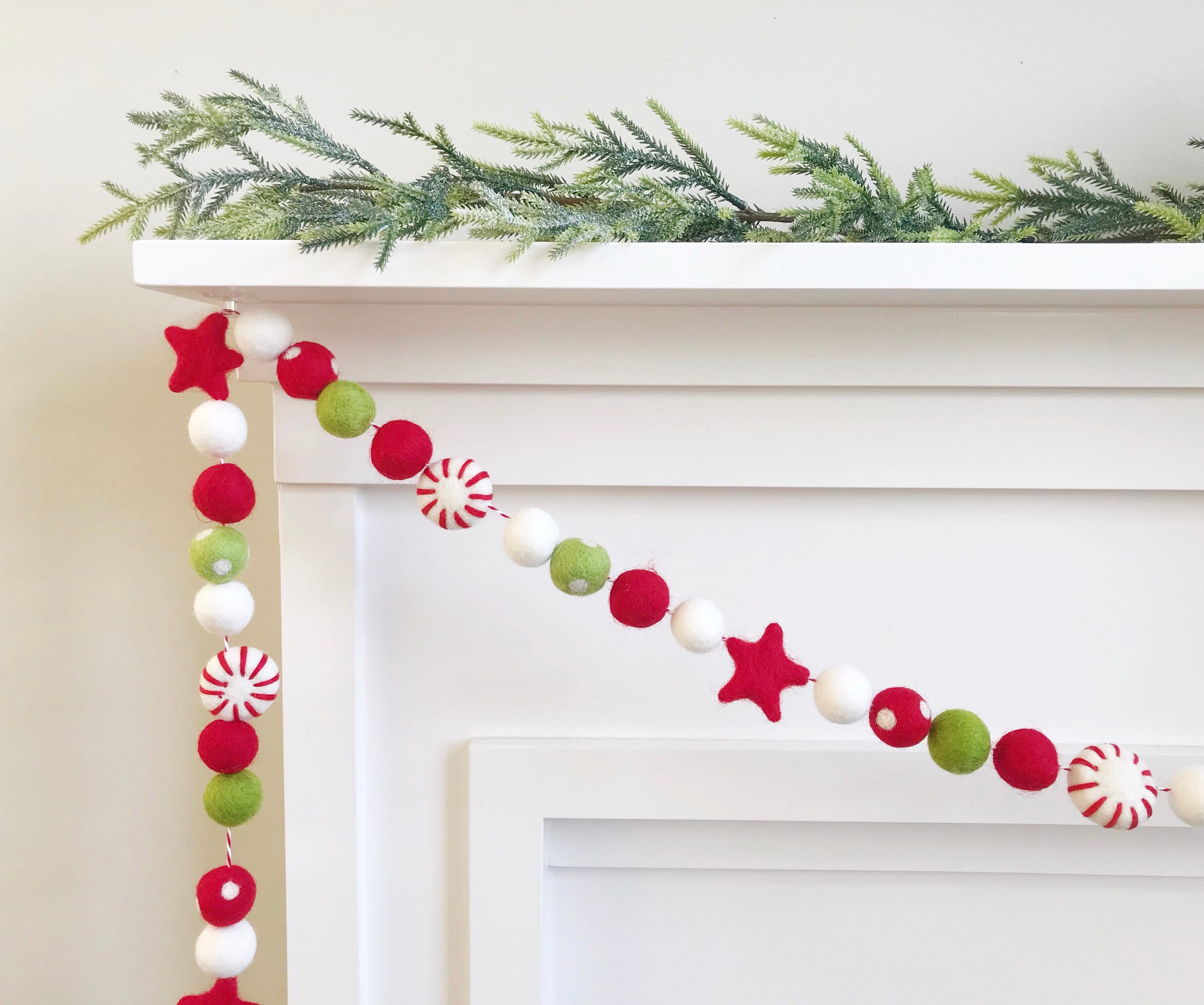 Jolly Peppermint Candy Felt Ball Garland, Banner, Bunting - Holiday, …