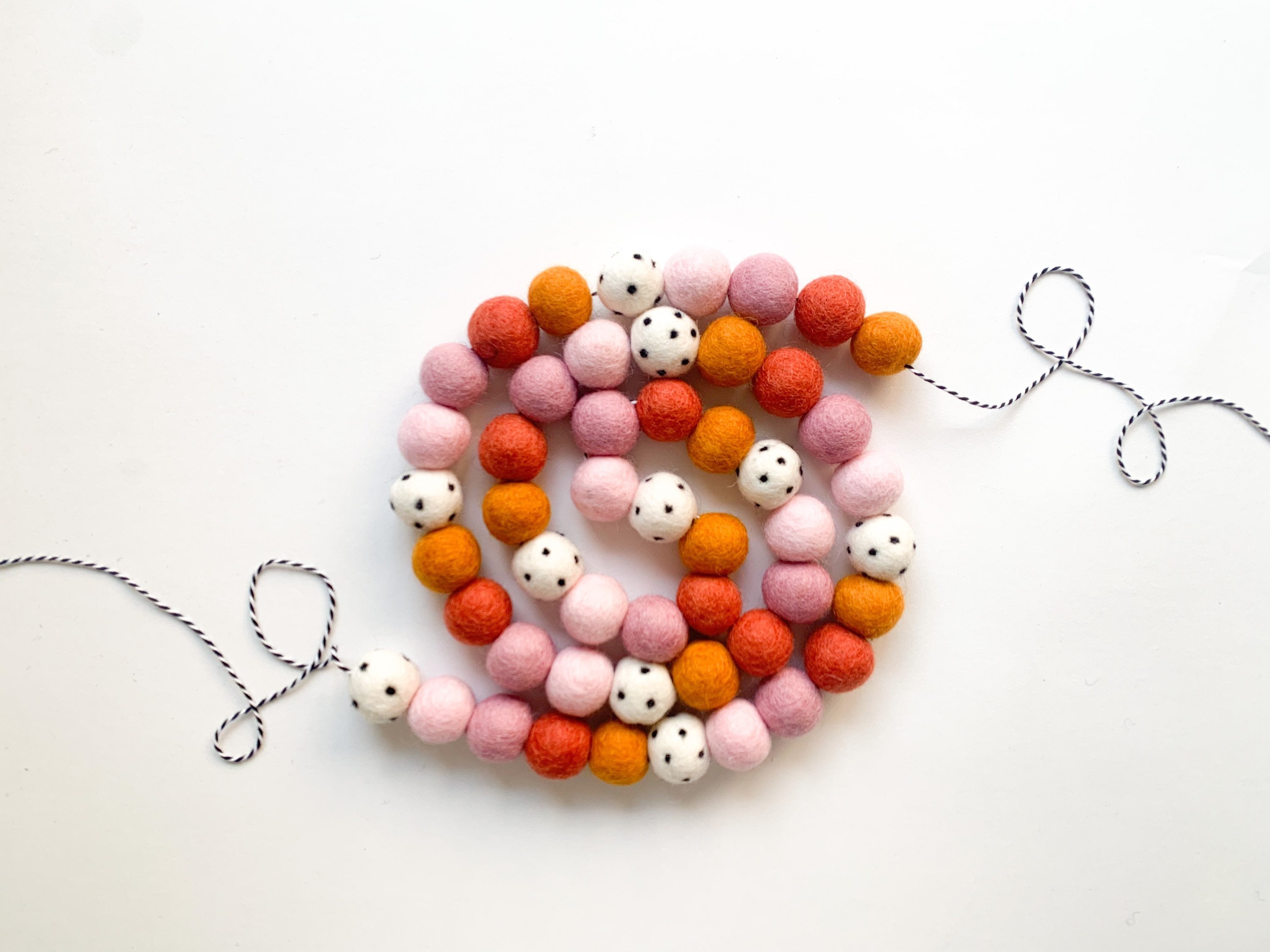 Fall Ball Pattern Golden Fall Felt Ball Garland, Bunting, Banner - 50 Felt Balls ...