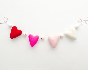 Big Valentine Ombre Felt Heart Garland with Customizable Option - Bunting, Banner