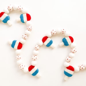 Mini Rocket Pop w/ White Balls Felt Ball Garland, Bunting, Banner