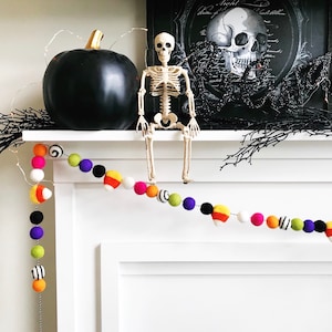 Candy Corn Rainbow Felt Ball Garland, Bunting, Banner