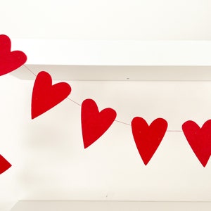 Valentine Felt Heart Banner, Photo Prop, Decoration, Garland - Red or Light Pink