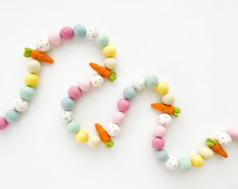 Spring Pastel Carrot Felt Ball Garland Collaboration with Shakira Patterson 2023 - Easter, Bunting, Banner