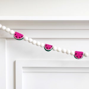 Watermelon Felt Ball Garland, Bunting, Banner - Summer, Decor, Party, Picnic