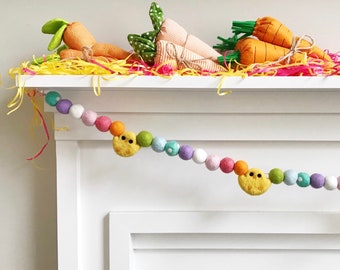 Baby Chick Felt Ball Garland, Banner, Bunting - Easter, Spring