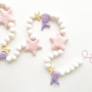 Simple Mermaid Tail Felt Ball Garland, Bunting, Banner