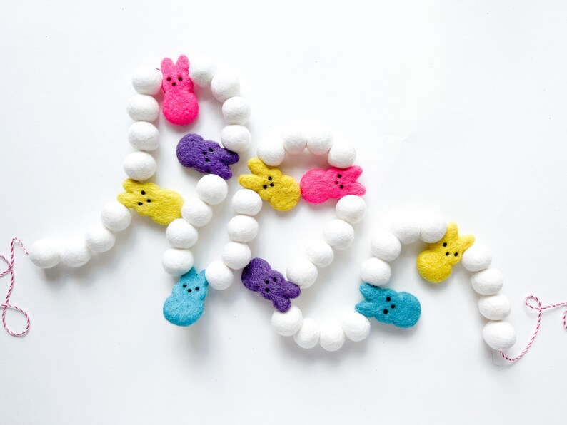 Bright Peeps Felt Ball Garland, Bunting, Banner Spring, Easter image 1