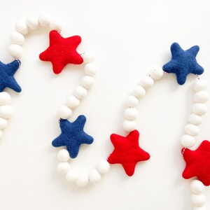 Patriotic Big Star Felt Ball Garland, Bunting, Banner