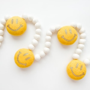 Big Yellow Smiley Face Garland, Bunting, Banner