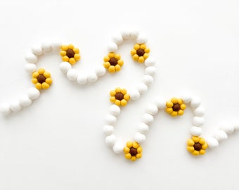 Simple Sunflower Felt Ball Garland, Bunting, Banner