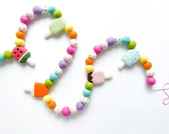 Popsicle Party Felt Ball Garland, Bunting, Banner - Spring, Summer - *** READY TO SHIP! ***